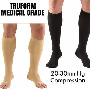 TRUFORM Unisex Medical Compression Beige Open Toe Knee High Socks  Sz XL